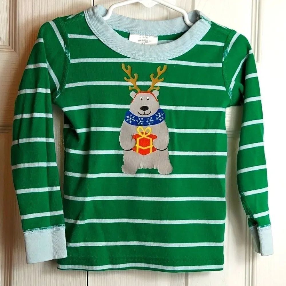 Hanna Andersson Green Christmas Pajama Top 3T